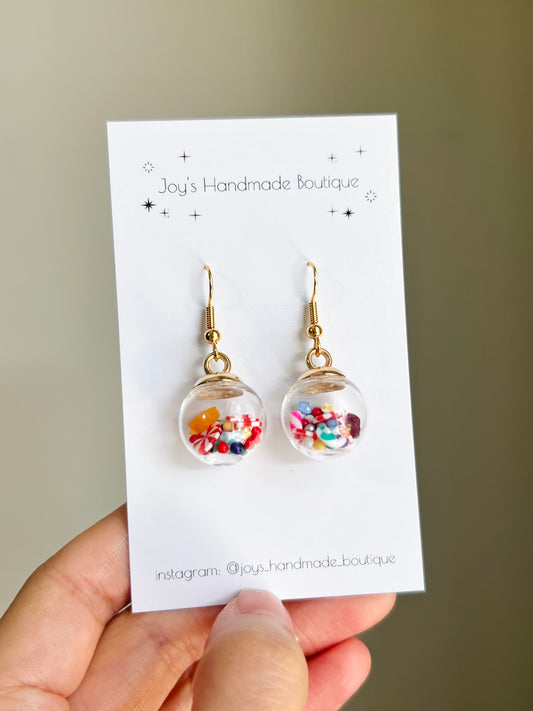 Christmas Candy Glass Bauble Earrings