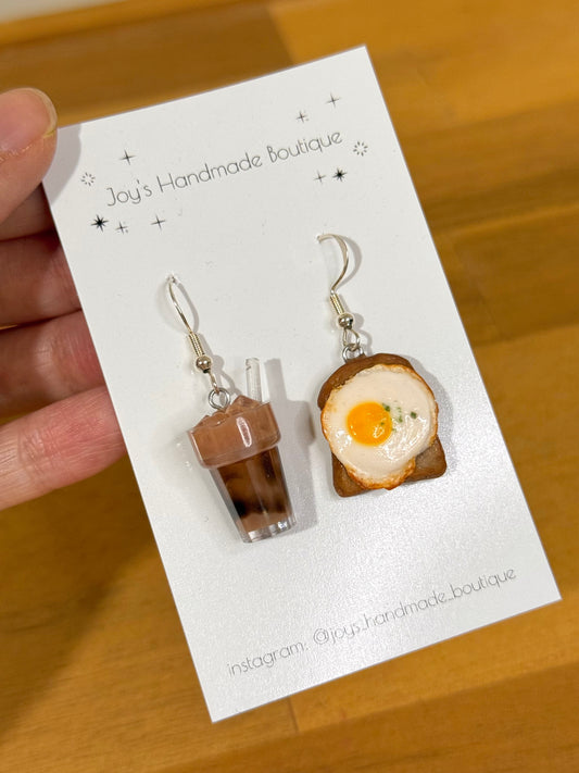 Iced Chocolate and Egg Toast Earrings | Handmade from polymer clay