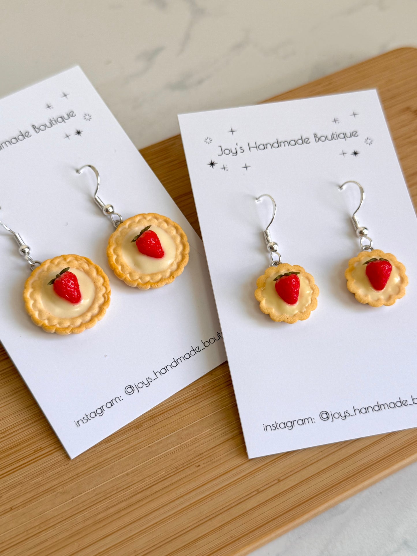 Strawberry Tart Earrings | Handmade from polymer clay