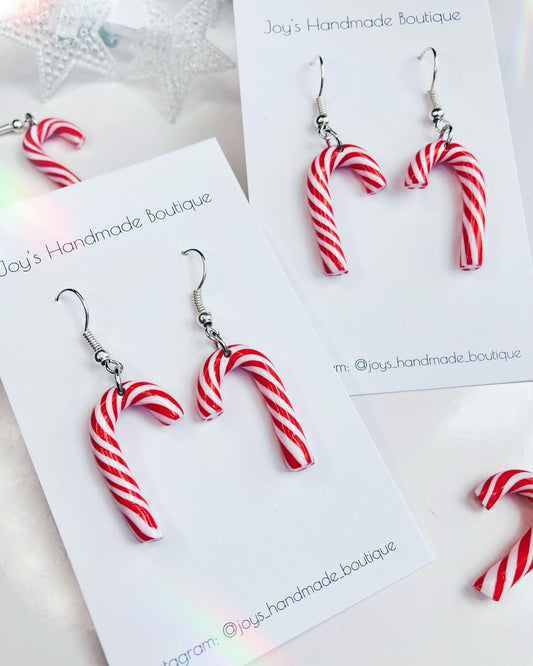 Candy Cane Earrings | Handmade from polymer clay