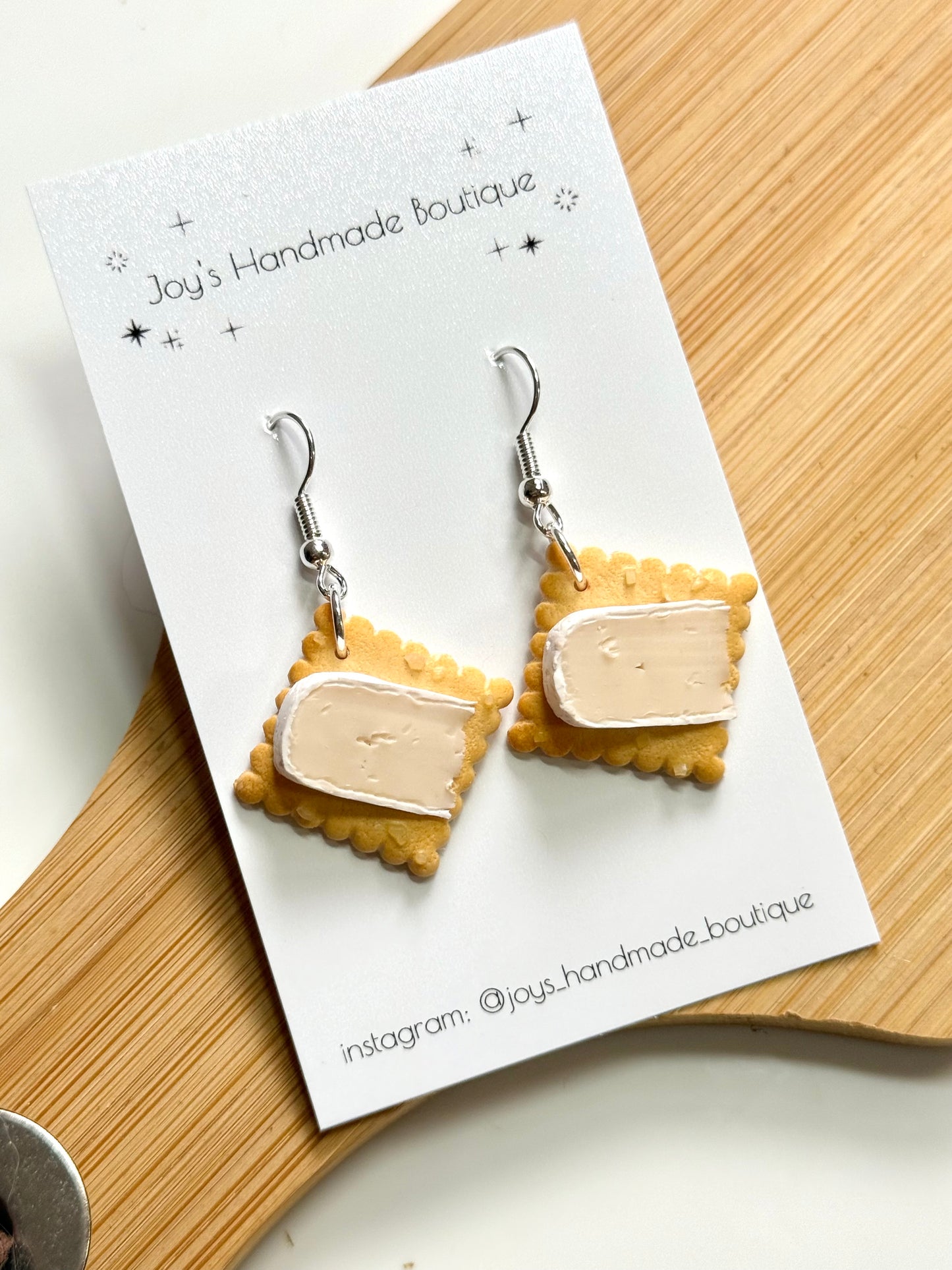 Cheese and chutney on crackers Earrings | Handmade from polymer clay