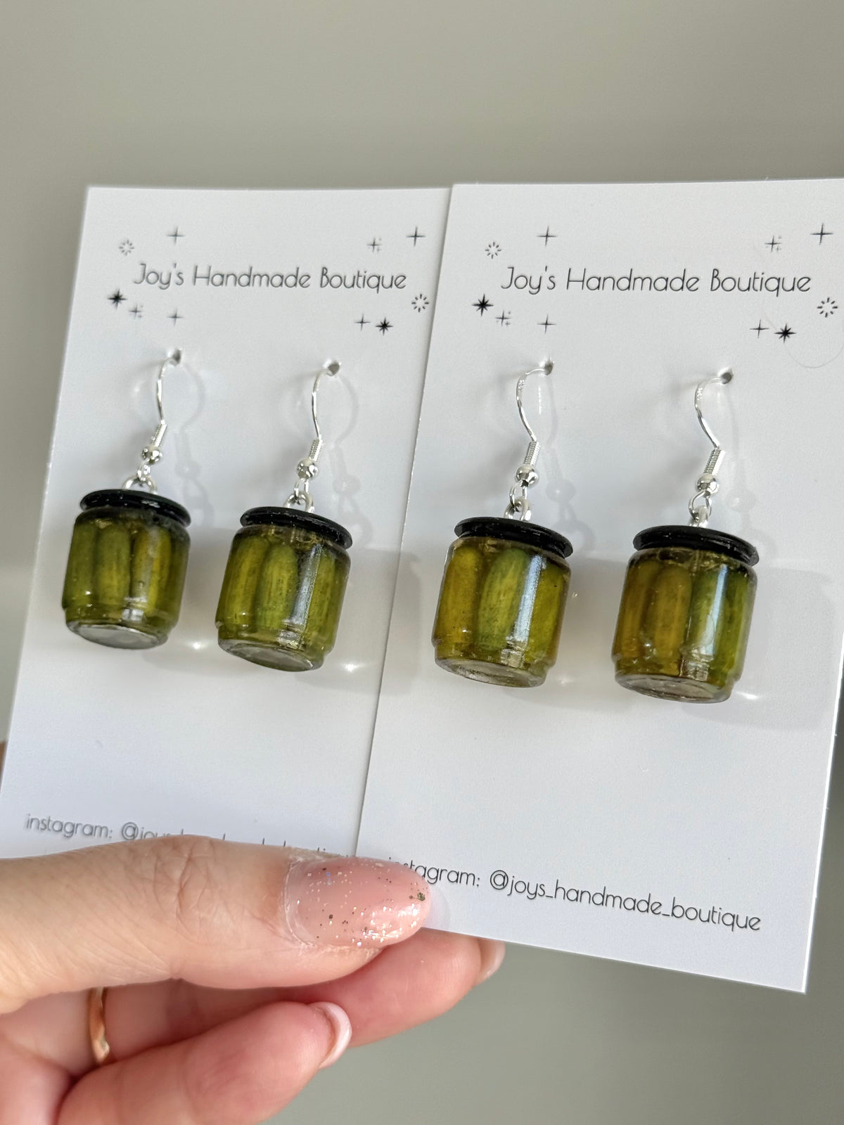 Pickle Jar Earrings/Keychain (whole pickles) | Handmade from polymer clay and resin
