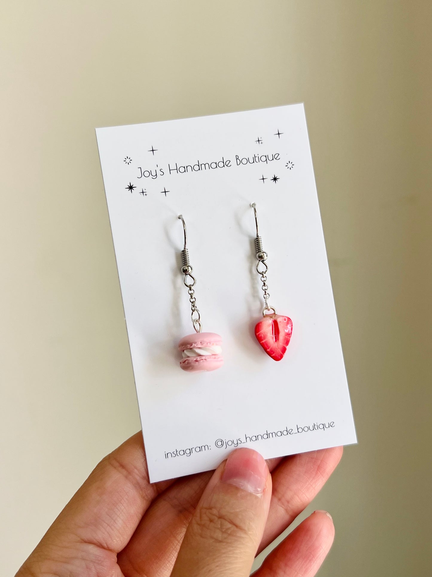 Macaron and Strawberry Earrings | Handmade from polymer clay