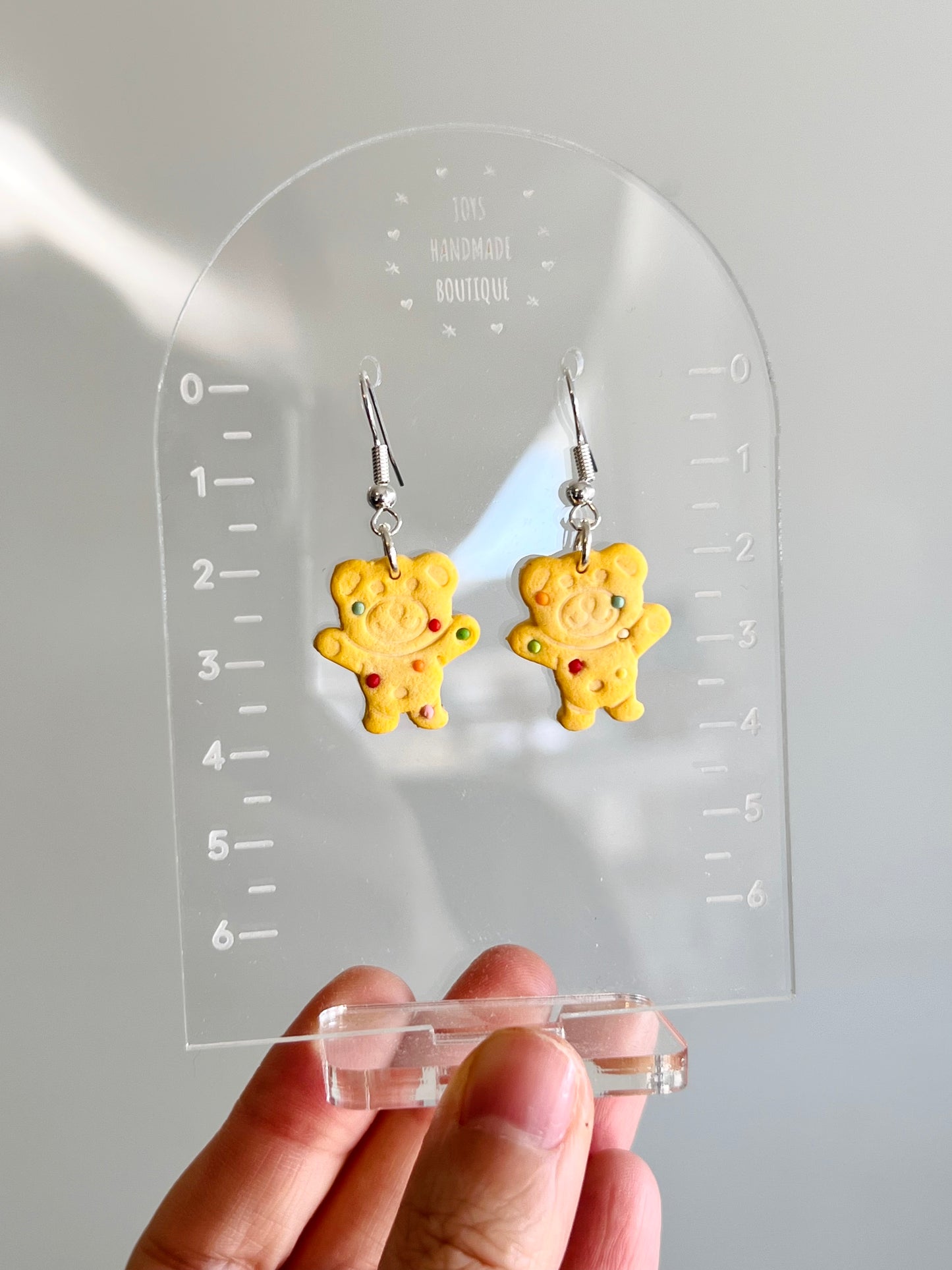 Mini Teddy Biscuit Earrings (Small sized) | Handmade from polymer clay