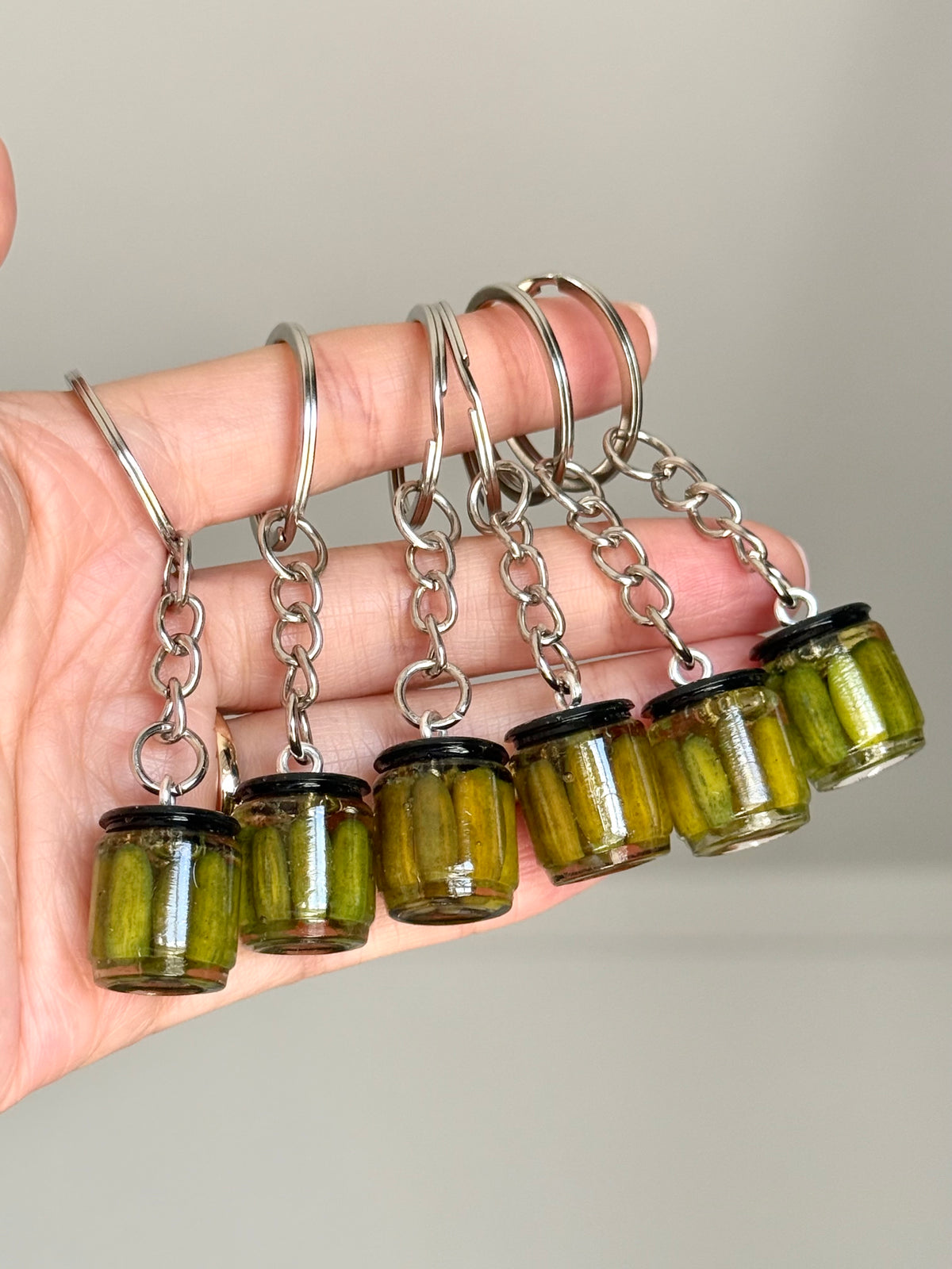 Pickle Jar Earrings/Keychain (whole pickles) | Handmade from polymer clay and resin