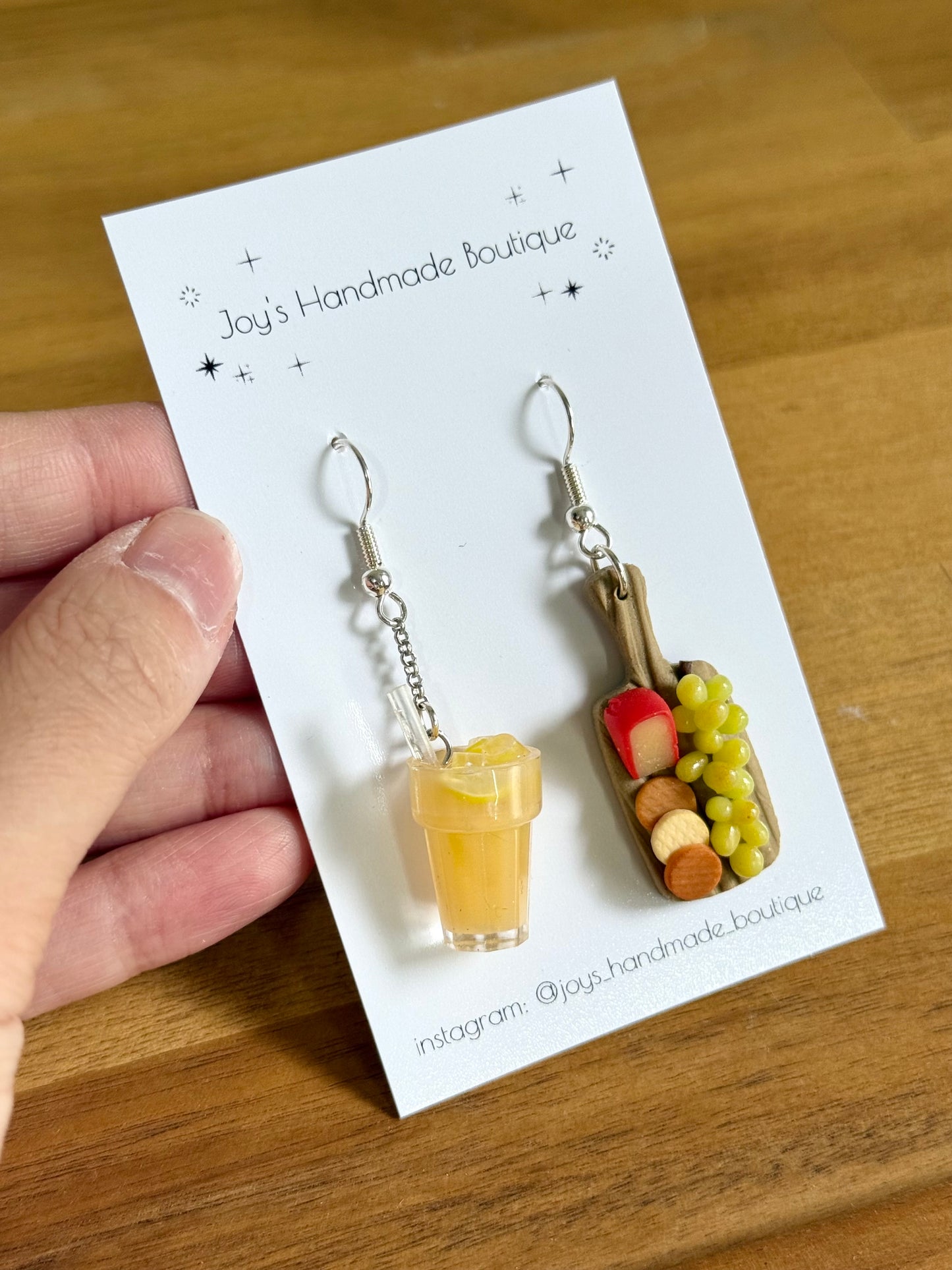 Cheeseboard and Mimosa Earrings - Handmade from polymer clay