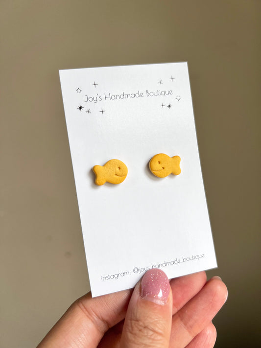 Fish Cracker Stud Earrings | Handmade from polymer clay