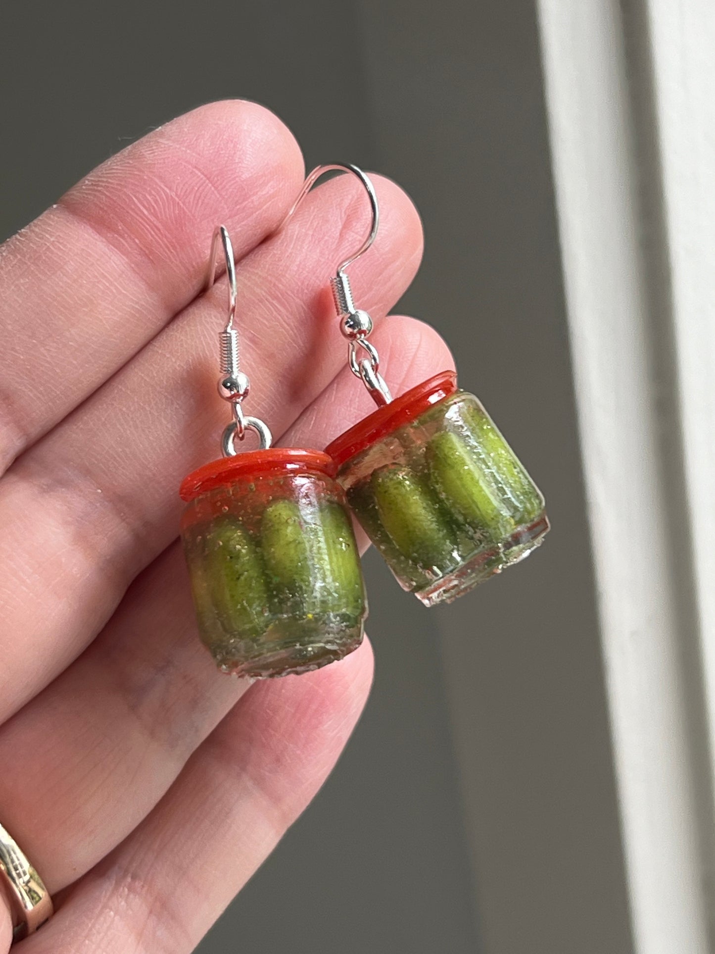 SECONDS/MISTAKES/BUBBLY Pickle Jar Earrings/Keychains | Handmade