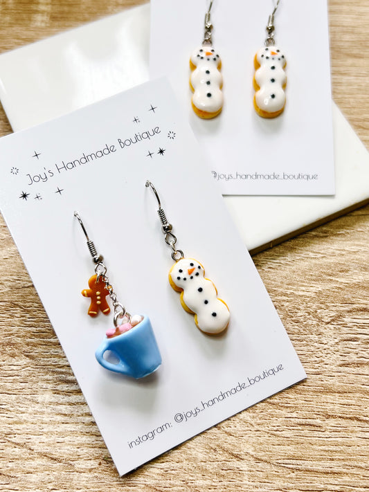 Snowman Bread and Hot Choc Earrings | Handmade from polymer clay