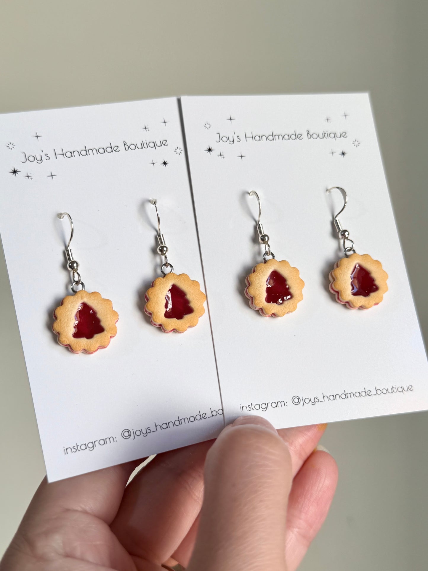 Christmas Tree Jam Biscuit Earrings | Handmade from polymer clay