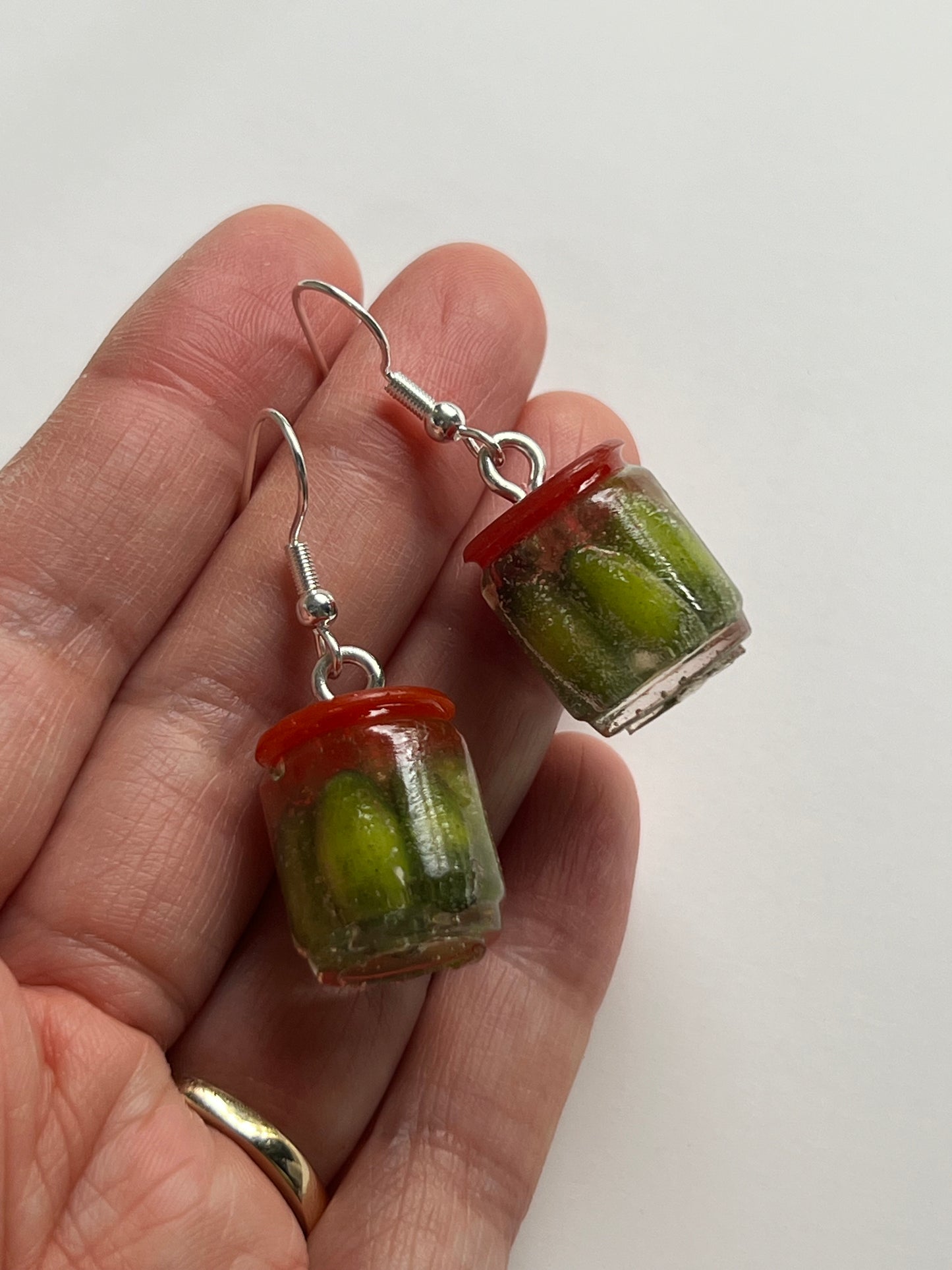 SECONDS/MISTAKES/BUBBLY Pickle Jar Earrings/Keychains | Handmade