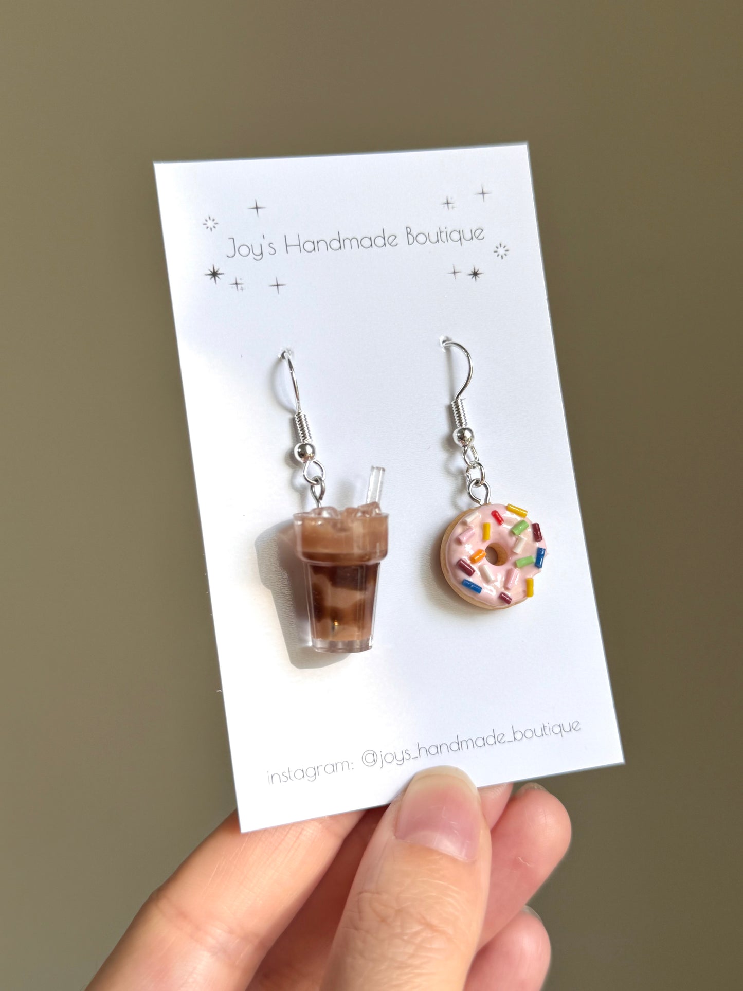Iced Chocolate and Sprinkles Doughnut Earrings - Handmade from polymer clay