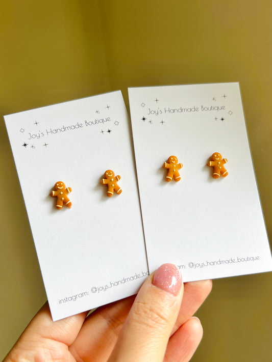 Mini gingerbread stud earrings | Handmade from polymer clay