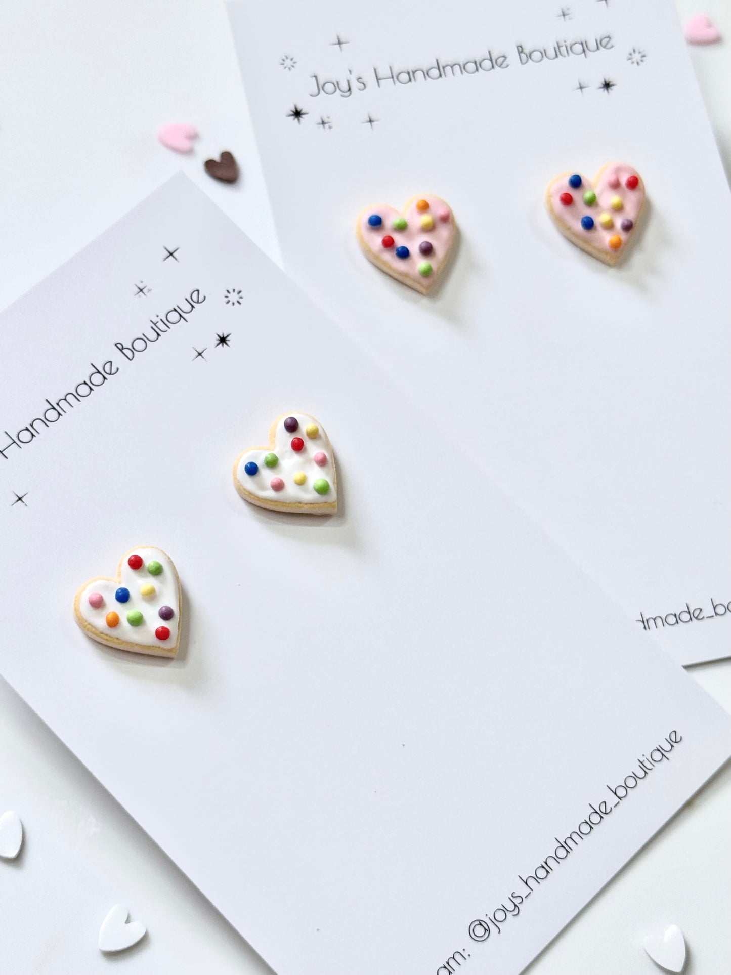 Heart Sugar Cookie Studs | Handmade from Polymer Clay
