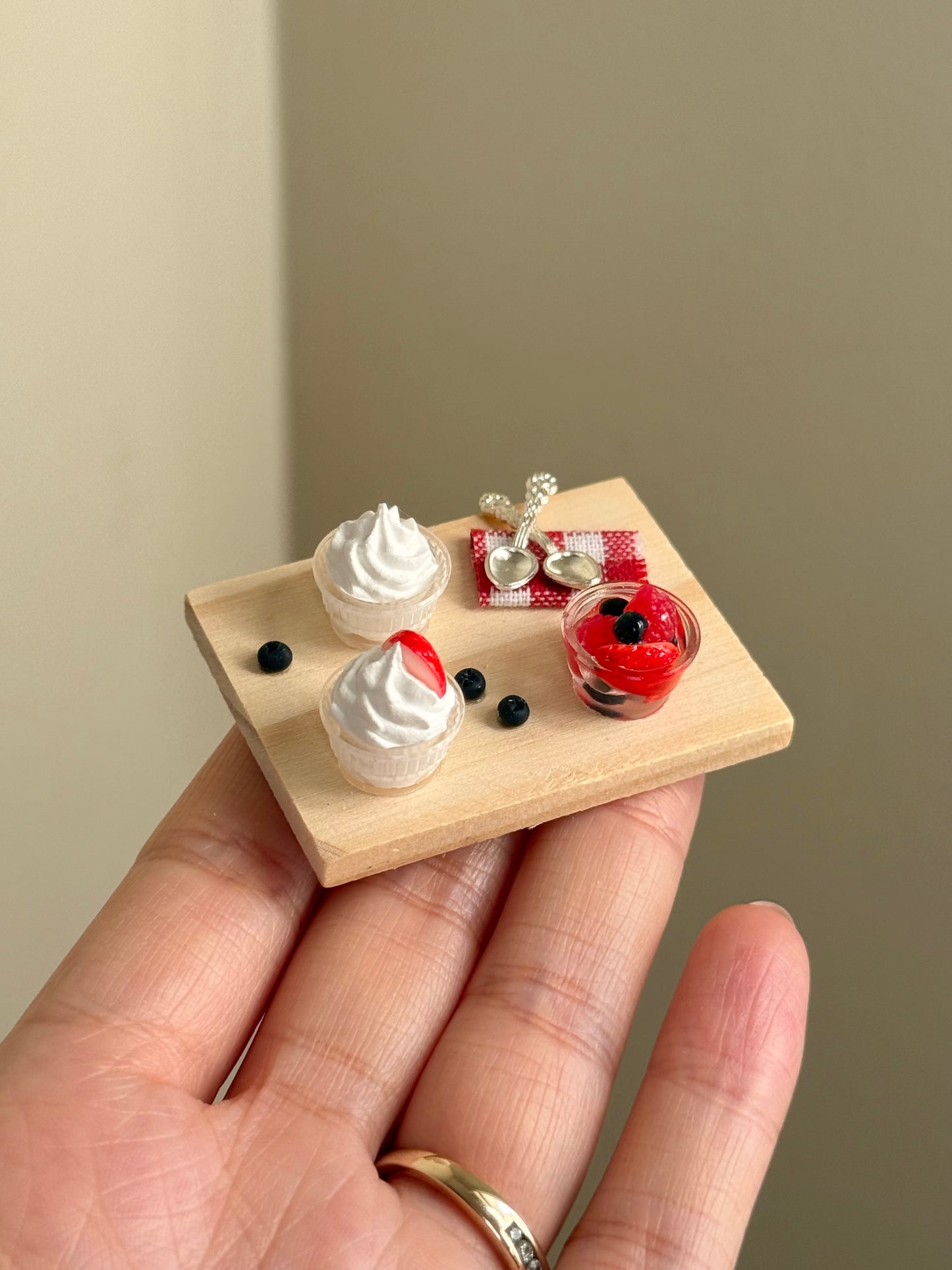 Soft serve with berries (miniature) | Handmade from polymer clay