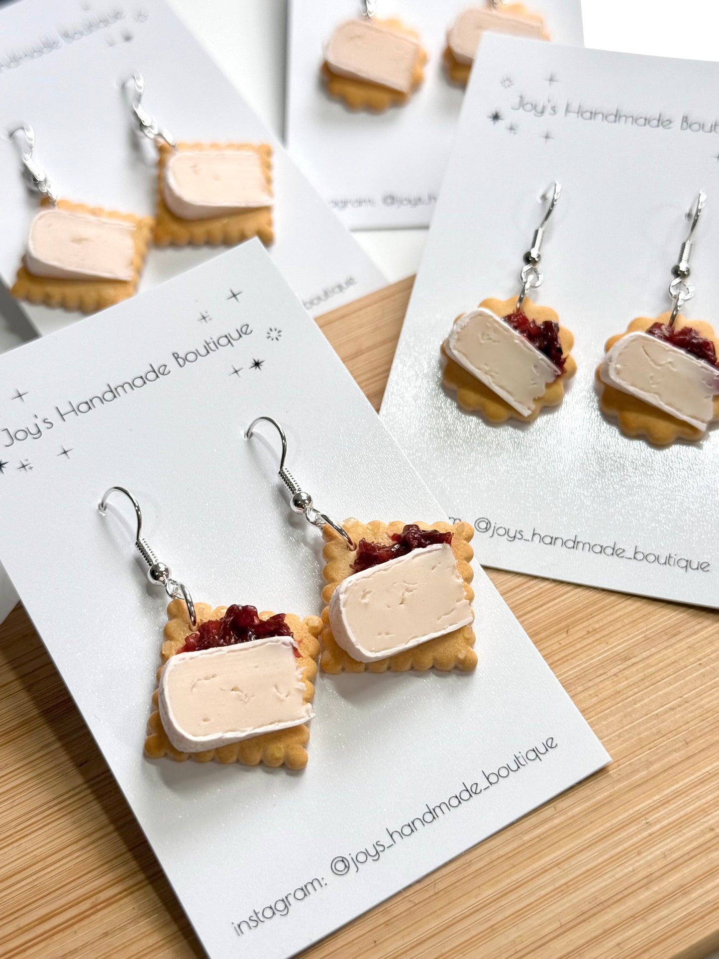 Cheese and chutney on crackers Earrings | Handmade from polymer clay