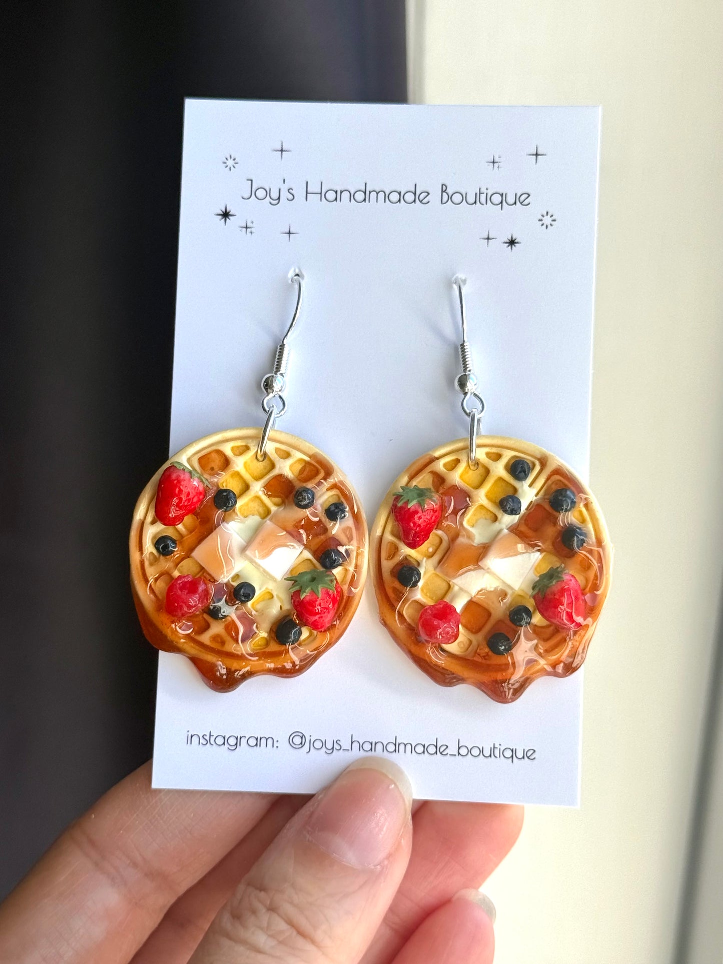 Strawberry and berry waffle Earrings | Handmade from polymer clay