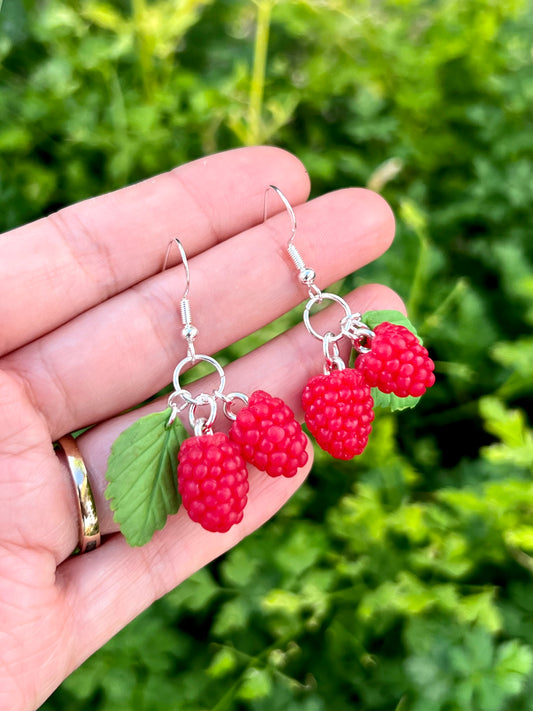 Wild Raspberry Earrings | Handmade from polymer clay