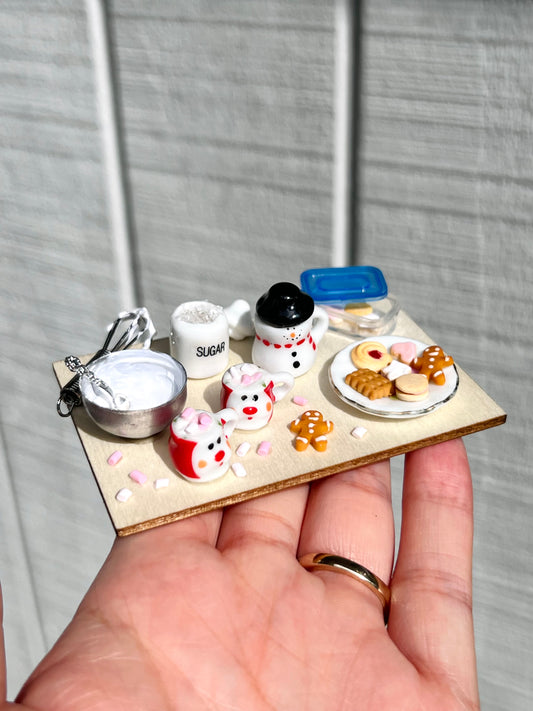 Christmas Hot Cocoa and Cookie Board (miniature) | Handmade from polymer clay