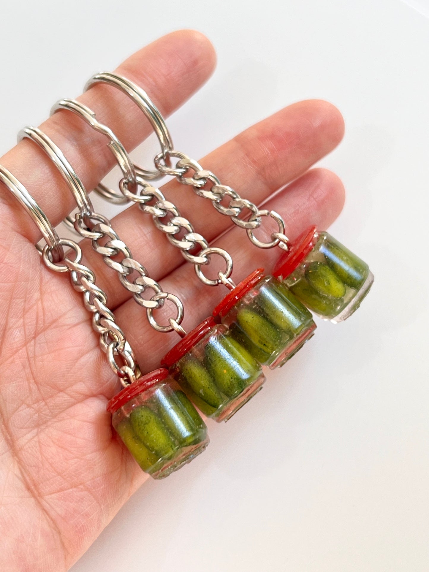 Pickle Jar Earrings/Keychain | Handmade from polymer clay and resin