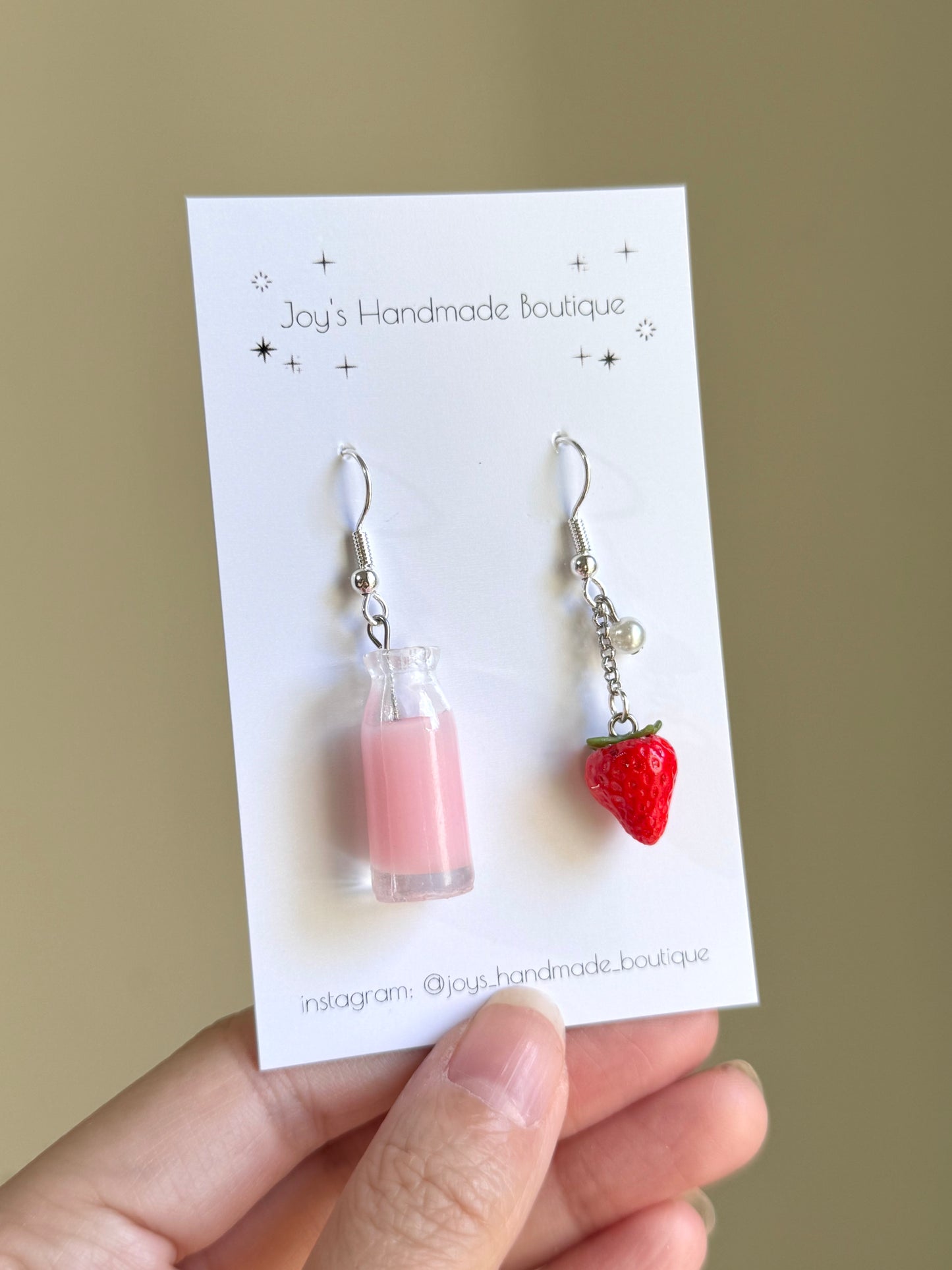 Strawberry/Strawberry Milk earrings | Handmade from polymer clay