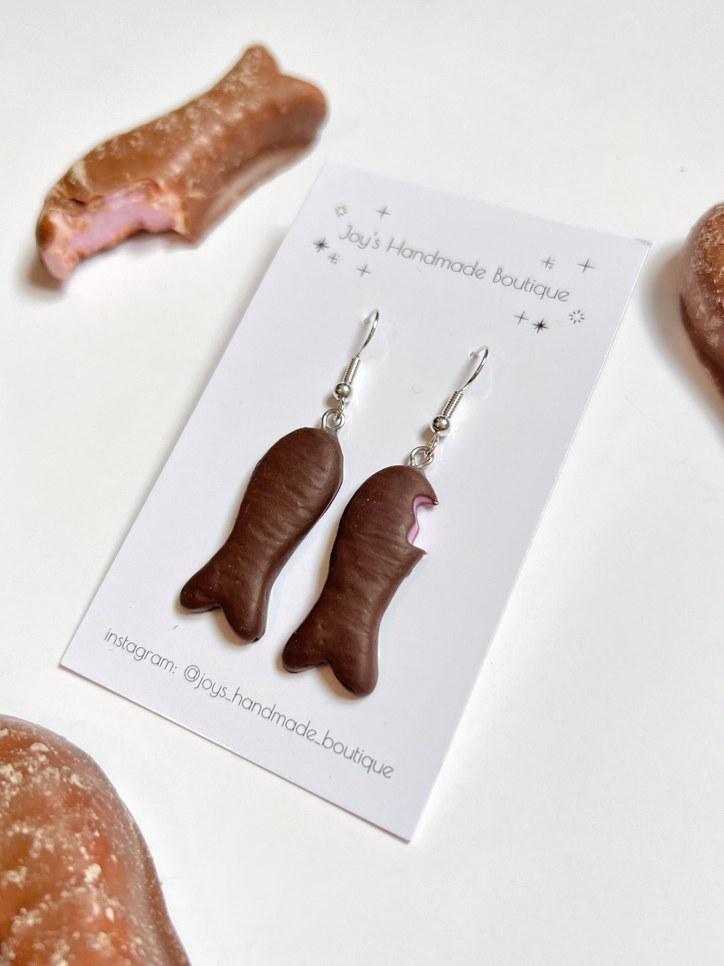 Chocolate Fish Earrings (With Bite) | Handmade from Polymer Clay