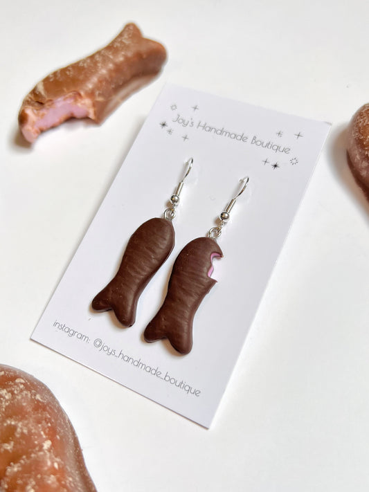 Chocolate Fish Earrings (With Bite) | Handmade from Polymer Clay