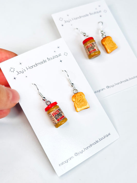 Peanut Butter and toast Earrings | Handmade from Polymer clay