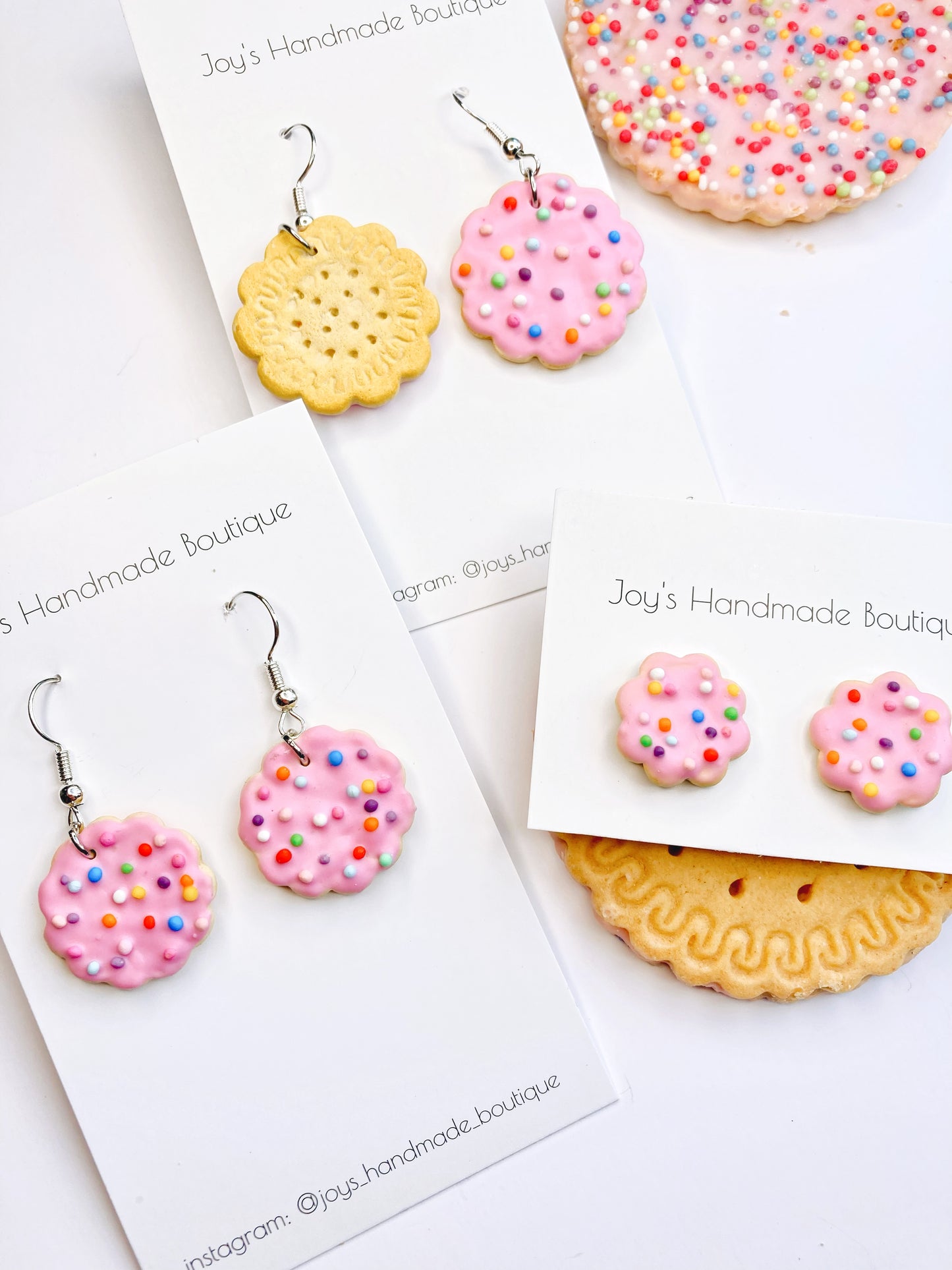 Hundreds and Thousands Biscuit Earrings | Handmade from Polymer Clay