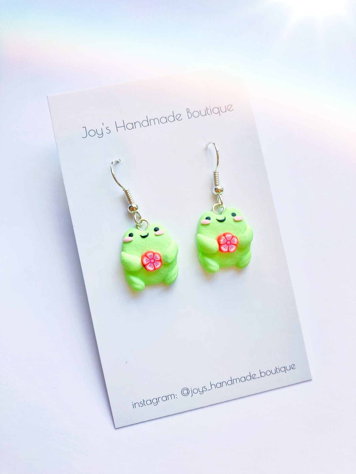 Sakura Froggo Earrings | Handmade with polymer clay