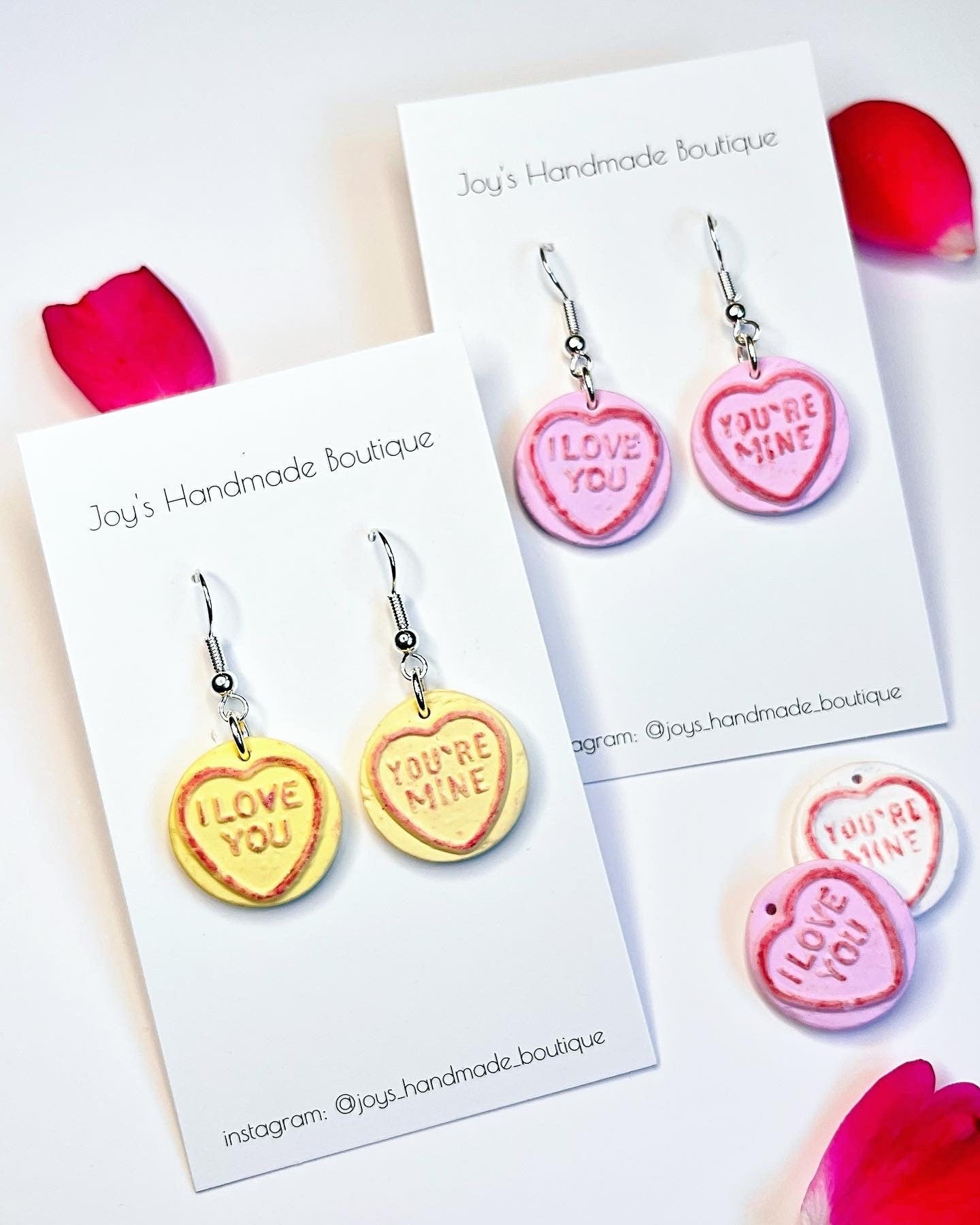 Love Heart Candy Earrings | Handmade from polymer clay