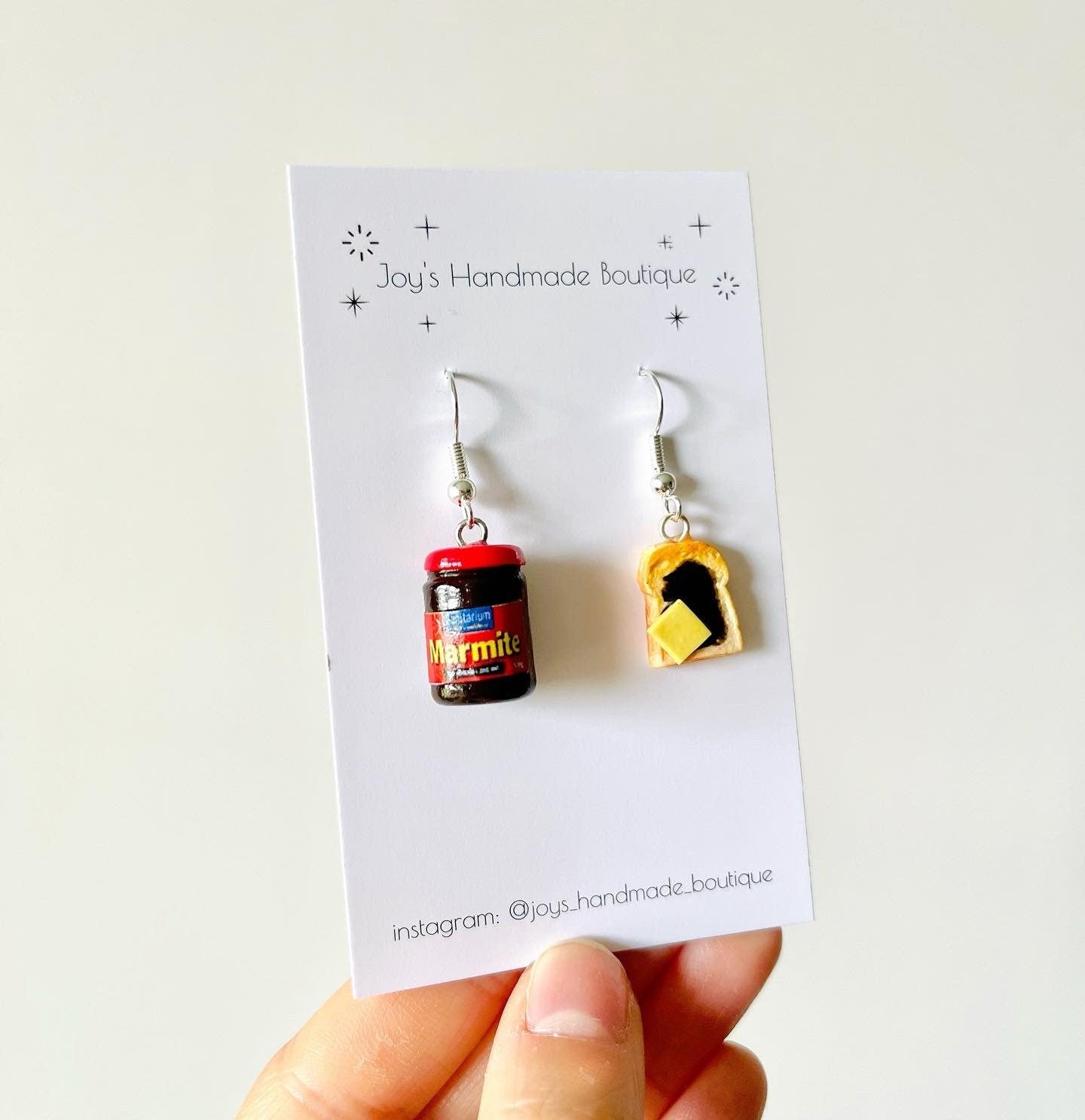 Marmite/Vegemite on toast Earrings | Handmade from polymer clay