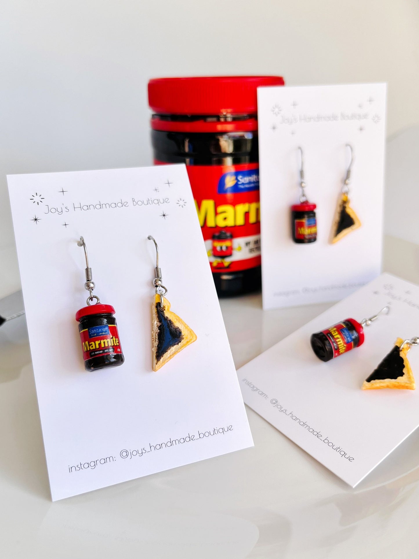 Marmite/Vegemite on toast Earrings | Handmade from polymer clay